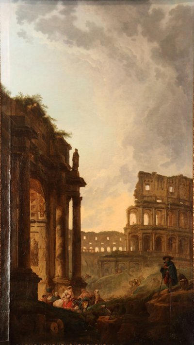 Passage of a Herd in Front of the Colosseum and the Arch of Constantine in Rome by Hubert Robert